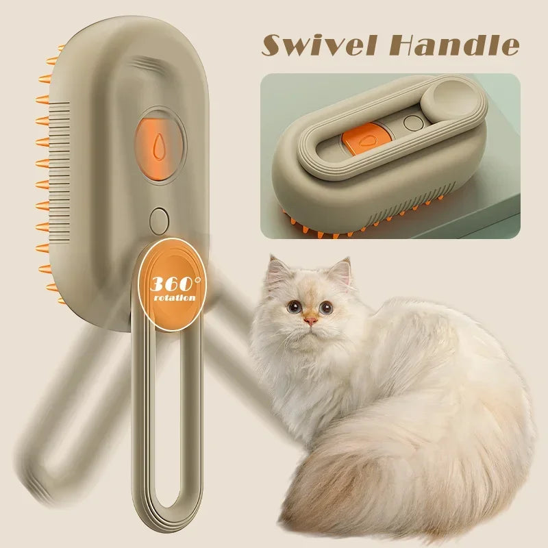 3In1 Cat Steam Brush Steamy Dog Brush Electric Anti-Splashing Brush with Steam Spray Massage Pet Grooming Comb Hair Removal Comb